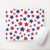 Red and Blue Stars, 4th of July, White Background Muismat (Met muis)