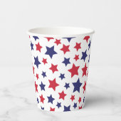 Red and Blue Stars, 4th of July, White Background Papieren Bekers (Achterkant)