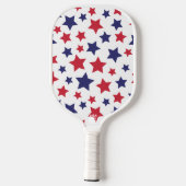 Red and Blue Stars, 4th of July, White Background Pickleball Paddle (Achterkant)