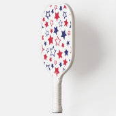Red and Blue Stars, 4th of July, White Background Pickleball Paddle (Links)