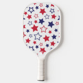Red and Blue Stars, 4th of July, White Background Pickleball Paddle (Achterkant)