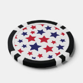Red and Blue Stars, 4th of July, White Background Poker Chips (Enkel)
