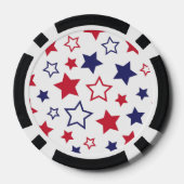 Red and Blue Stars, 4th of July, White Background Poker Chips (Achterkant)