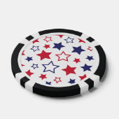 Red and Blue Stars, 4th of July, White Background Poker Chips (Enkel)