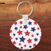 Red and Blue Stars, 4th of July, White Background Sleutelhanger (Voorkant)