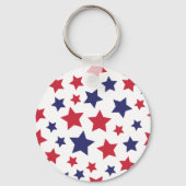 Red and Blue Stars, 4th of July, White Background Sleutelhanger (Achterkant)