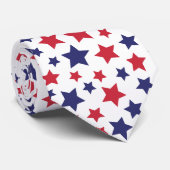 Red and Blue Stars, 4th of July, White Background Stropdas (Opgerold)