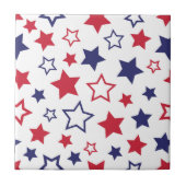 Red and Blue Stars, 4th of July, White Background Tegeltje (Voorkant)