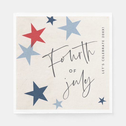 Red and Blue Stars Amerikaanse 4th of July Party Servet (Voorkant)