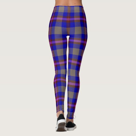 Red And Blue Tartan Fabric Leggings (Achterkant)