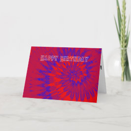 Red and Blue Tie Dye Happy Birthday Kaart