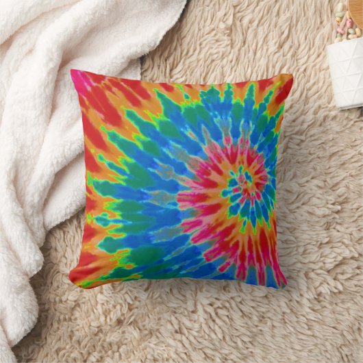 Red and Blue Tie Dye Pillow Kussen (Deken)