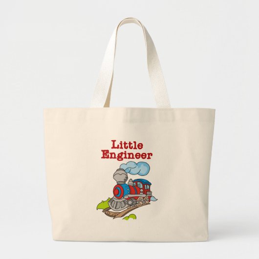 Red and Blue Train Little Engineer Grote Tote Bag (Voorkant)