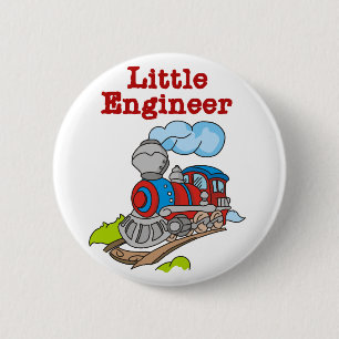 Red and Blue Train Little Engineer Ronde Button 5,7 Cm
