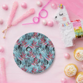 Red and blue tropical planten journal papieren bordje (Feest)