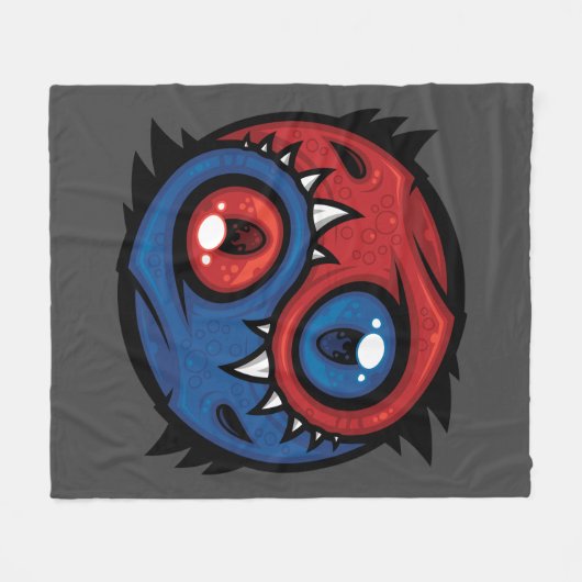 Red and Blue Yin Yang Dragons Fleece Deken (Voorkant (Horizontaal))
