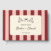 Red and Blush Pink Striped Wedding  Gastenboek (Voorkant)