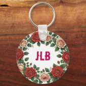 Red and Blush Rose Wreath Sleutelhanger (Voorkant)