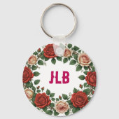 Red and Blush Rose Wreath Sleutelhanger (Achterkant)