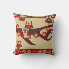 Red and Brown Owls Pillow Kussen