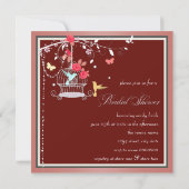 Red and Coral Birdcage Vrijgezellenfeest Kaart (Achterkant)