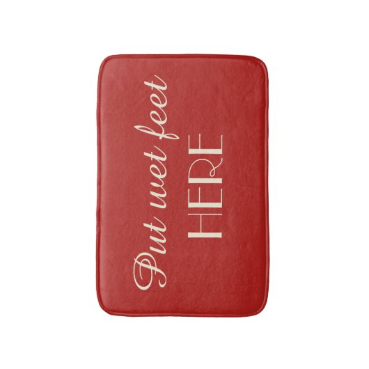 Red and Cream Funny Put Feet Here Plush Badmat (Voorkant Verticaal)