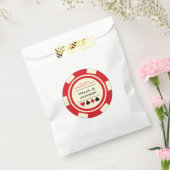 Red and Cream Las Vegas Poker Chip Wedding Bedankzakje (Gezegeld)