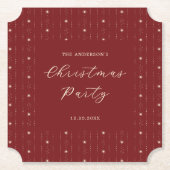 Red and Cream Stars Kerstfeest Kartonnen Onderzetters (Voorkant)