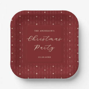 Red and Cream Stars Kerstfeest Papieren Bordje