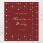 Red and Cream Stars Kerstfeest Wijn Etiket (Enkel label)