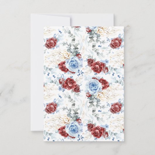 Red and Dusty Blue Floral Save the Date (Achterkant)