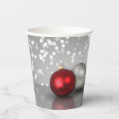 Red and Elegant Silver Christmas Ornaments Papieren Bekers (Voorkant)
