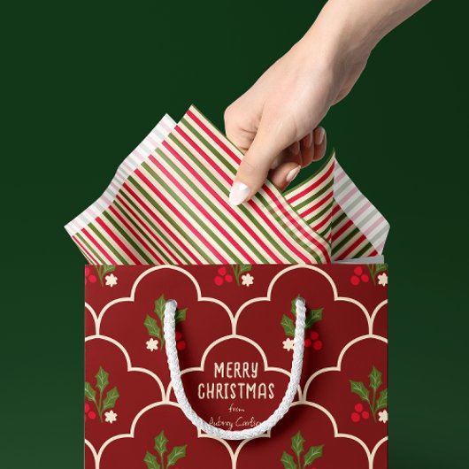 Red and Forest Green Stripes Tissuepapier