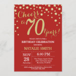 Red and Gold 70th Birthday Diamond Invitation Kaart<br><div class="desc">70e verjaardag Uitnodiging met een achtergrond van Red en Gold Glitter Diamond. Gold Confetti. Volwassen verjaardag. Mannelijke Mannen of vrouwen: Birthday. Voor verdere aanpassing,  te klikken gelieve de knoop "van de Aanpassing het"en ons ontwerphulpmiddel te gebruiken om deze sjabloon te wijzigen.</div>