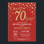 Red and Gold 70th Birthday Diamond Invitation Kaart<br><div class="desc">70e verjaardag Uitnodiging met een achtergrond van Red en Gold Glitter Diamond. Gold Confetti. Volwassen verjaardag. Mannelijke Mannen of vrouwen: Birthday. Voor verdere aanpassing,  te klikken gelieve de knoop "van de Aanpassing het"en ons ontwerphulpmiddel te gebruiken om deze sjabloon te wijzigen.</div>