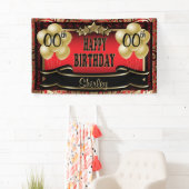 Red and Gold Abstract Happy 00th Birthday Spandoek (Insitu)