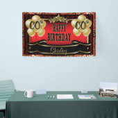 Red and Gold Abstract Happy 00th Birthday Spandoek (Beurs)