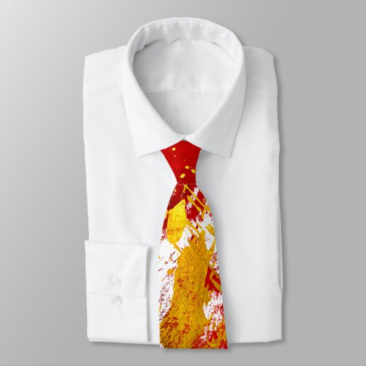 Red and Gold Abstract Strokes Stropdas (Gebonden)