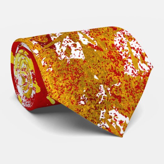 Red and Gold Abstract Strokes Stropdas (Opgerold)