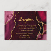 Red and Gold Agate Agate Wedding Reception Informatiekaartje (Voorkant)