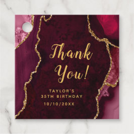 Red and Gold Agate Birthday Hartelijk dank Bedankjes Labels