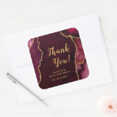 Red and Gold Agate Birthday Hartelijk dank Vierkante Sticker (Envelop)