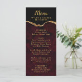 Red and Gold Agate Marble Wedding Menu (Staand voorkant)