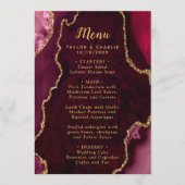 Red and Gold Agate Marble Wedding Menu (Voorkant)