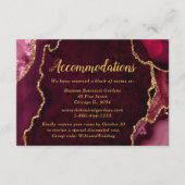 Red and Gold Agate Wedding Accommodations Informatiekaartje (Voorkant)