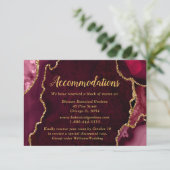 Red and Gold Agate Wedding Accommodations Informatiekaartje (Staand voorkant)