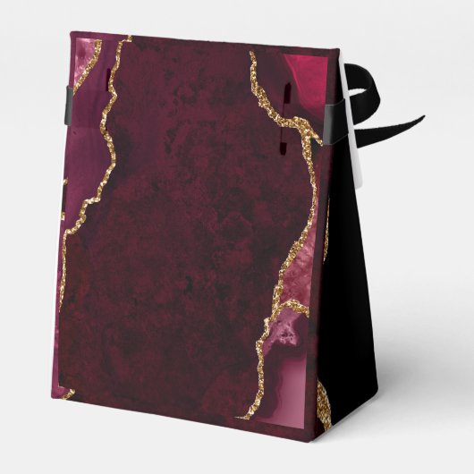 Red and Gold Agate Wedding Hartelijk dank Bedankdoosjes (Achterkant)