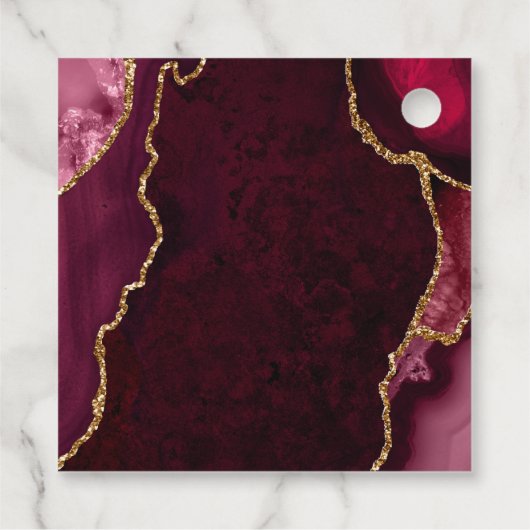 Red and Gold Agate Wedding Hartelijk dank Bedankjes Labels (Achterkant)