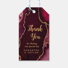 Red and Gold Agate Wedding Hartelijk dank Cadeaulabel