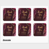 Red and Gold Agate Wedding Hartelijk dank Vierkante Sticker (Vel)